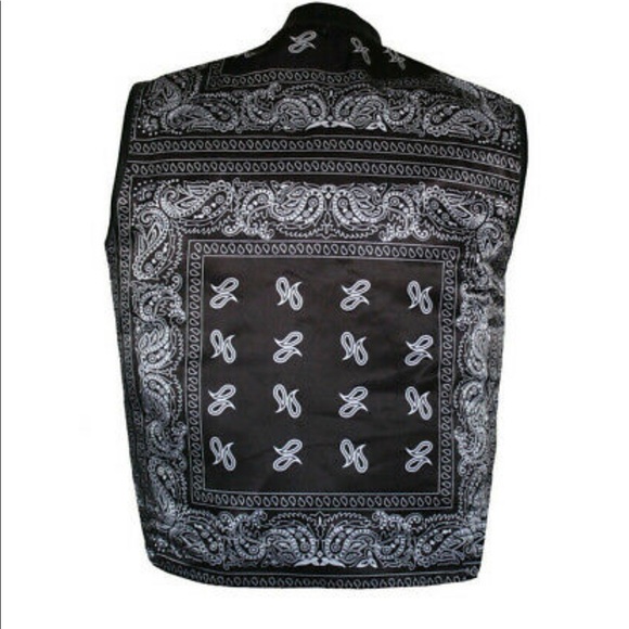 Paisley Mens Motorcycle Leather Club Vest Solid Concealed Carry Pockets - Picture 6 of 8
